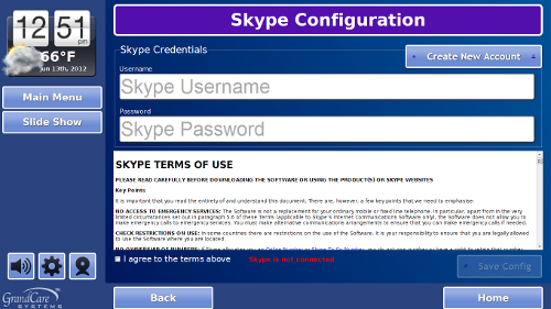 Skype Configuration Screen